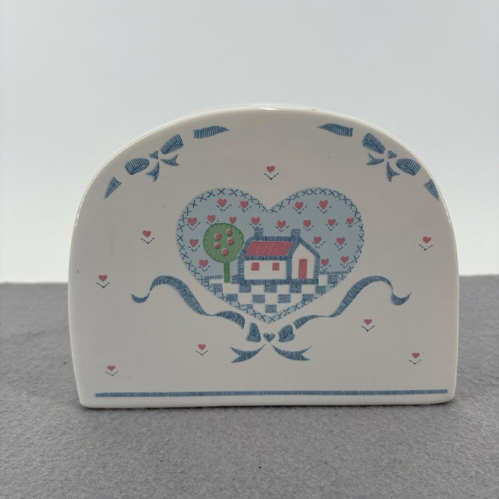 VTG Ceramic Napkin Letter Holder Valet Caddie Countrycore 70's Cottagecore House